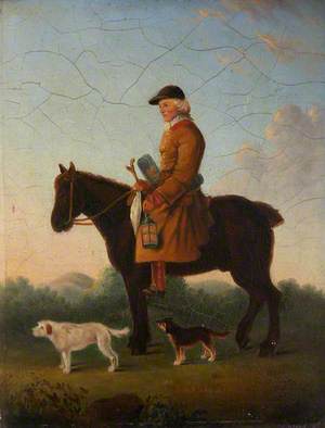 An Earthstopper on His Horse with Two Terriers in a Landscape