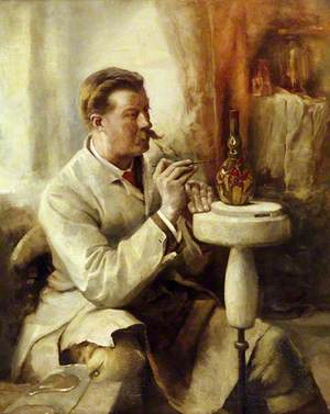 Sir Edmund Harry Elton (1846–1920), 8th Bt, Painting an Elton Ware Pot
