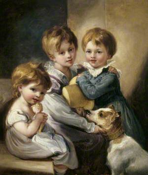 Mary Elizabeth Elton (1816–1840), Jane Octavia Elton (1821–1896), and Arthur Hallam Elton (1818–1883), with Their Dog 'Rob Roy'