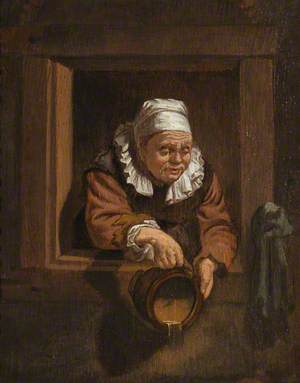 An Old Woman at a Window, Emptying a Chamber Pot