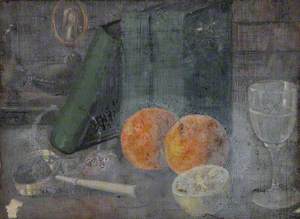 Still Life with Oranges, Books and a Wineglass
