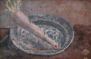 Still Life with a Carrot on a Blue and White Dish