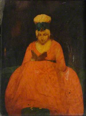 A Young Woman in a Red Dress, Reading