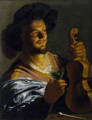 A Man with a Glass of Wine, a Pipe and a Fiddle