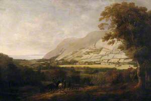 Sir Thomas Dyke Acland (1752–1794), 9th Bt, with Staghounds, on the Holnicote Estate, Somerset, Viewed from the South West