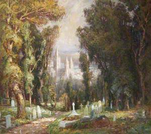 Truro Cathedral from Kenwyn Churchyard, Cornwall: 'A Garden of Memories'