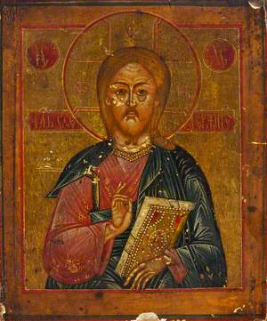 Icon with Christ 'Pantocrator' in the Act of Blessing