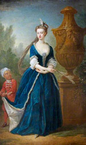 Mary Elizabeth Davenport (d.1740), Mrs John Mytton of Halston, with Her Page