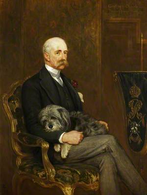 Godfrey Charles Morgan (1831–1913), 2nd Baron, 1st Viscount Tredegar, with His Skye Terrier, 'Peeps'