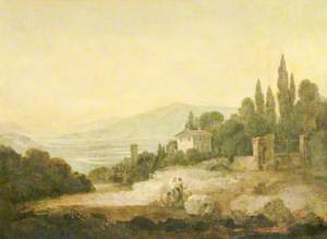Italian Landscape, with a House, Gate, Tower, and Distant Hills