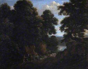 Wooded Landscape with Peasants Driving Cattle on a Track