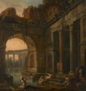 Ruins of Classical Baths with Nymphs Bathing