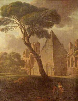 Pyramid of Cestius with a Figure Resting by a Stout Pine