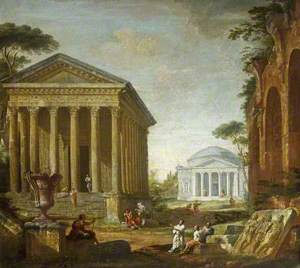 Architectural Capriccio with the Pantheon and the Maison Carrée