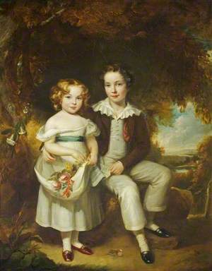 Sir Henry Ainslie Hoare (1824–1894), 5th Bt, and His Sister Georgiana Hoare (d.1905), as Children