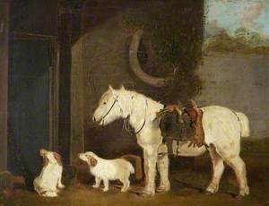 'Scrub', a Shooting Pony Aged 30, and Two Clumber Spaniels