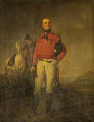 An Army Officer, and Attendant with His Horse in the Background