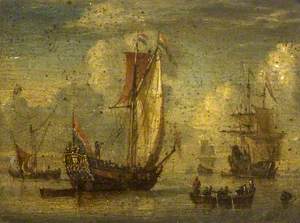 Dutch Men-o'-War and Other Shipping in a Harbour