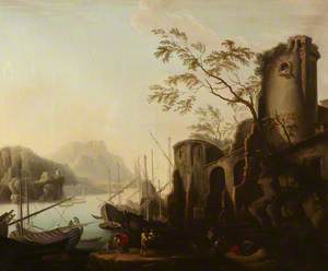 Classical Landscape with a Ruined Castle by the Water's Edge