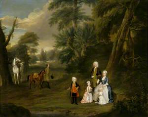 Outdoor Conversation Piece of Thomas Hill (Harwood) (1693–1782), and His First Family