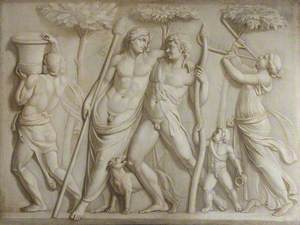 Dionysus, Bacchus, Ampelos, Silenus and a Maenad 