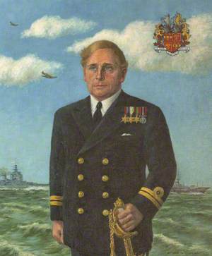 Lieutenant Thomas Weaving Ferrers-Walker, RN, Standing before H.M. Ships at Sea