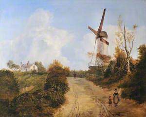 Figures on a Path by a Windmill