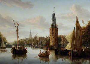 Harbour Scene, Amsterdam, with the Montelbaans Tower