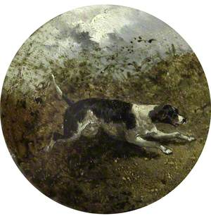 Eight Circular Foxhunting Scenes: Hound in a Landscape