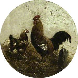 Eight Circular Farmyard Scenes: Cock and Hen