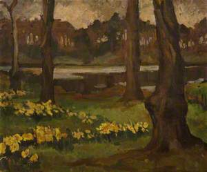 Lakeside Scene with Daffodils (Mount Stewart?)