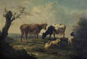 Cows and Sheep in a Landscape