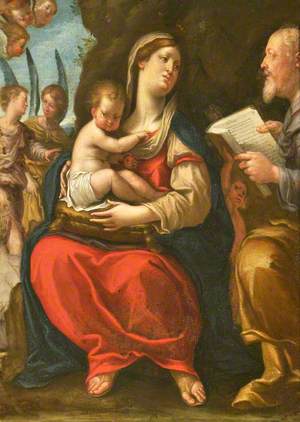 The Madonna and Child Adored by Saint Matthew (or Saint Joseph) and Angels