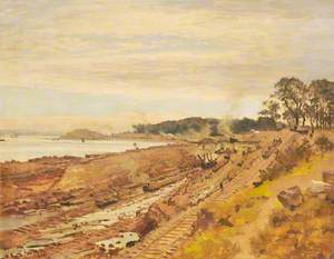 Sketch for 'The Excavation of the Manchester Ship Canal' (Eastham Cutting with Mount Manisty in the Distance)