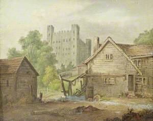 Rochester Castle from a Farmyard
