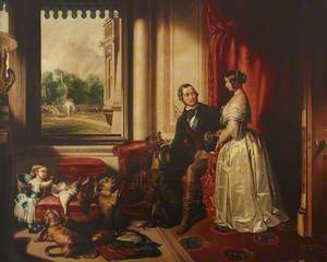 'Windsor Castle in Modern Times': Queen Victoria and Prince Albert, with His Favourite Greyhound, 'Eos', and Terrier, 'Dandit', and Victoria, the Princess Royal