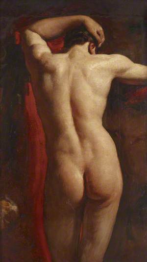 Academic Study of a Male Nude, Seen from Behind