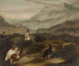 A Scottish Shooting Scene, with a Pointer, a Blackcock, and Grouse
