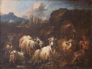 A Shepherd Boy with Sheep, Goats and Cattle