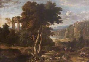 Classical Landscape with Travellers and a River