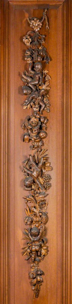 Wall Drop with Putti Tumbling among Fruit and Flowers