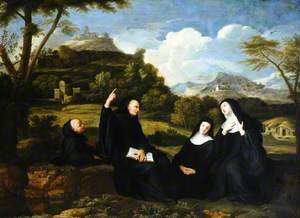 Saint Benedict and Saint Scholastica and Two Companions in a Landscape