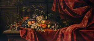 Still Life of Fruit on a Red Cloth