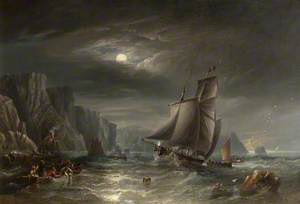 Moonlit Coastal Scene