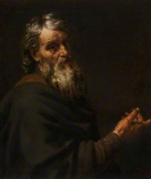 A Bearded Old Man Gesturing with His Right Hand