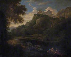 Landscape with Figures and Cattle by a Stream with a Castle in the Distance