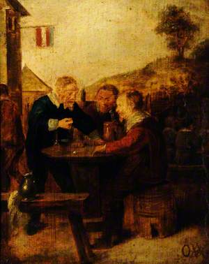 Three Men Sitting at a Table outside an Inn