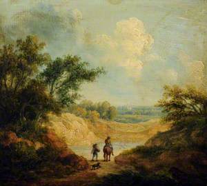 Landscape with a Figure on Horseback, and a Fellow Traveller on Foot