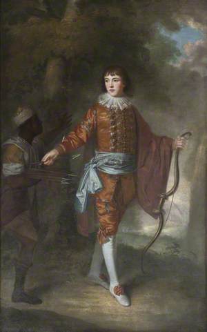 John Delaval (1756–1775), as an Archer, with a Black Page, in a Landscape Setting