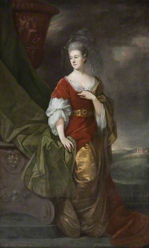 Susanna Robinson (1730–1783), Lady Delaval, as Venus, beside an Urn on a Pedestal, in a Landscape Setting
